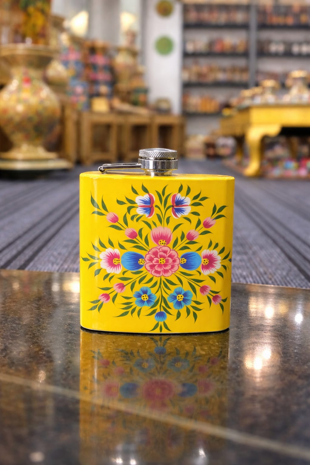 Stainless Steel Hip Flask, Hand Painted Hip Flask, Spring Meadow Stainless Steel Hip Flask ,Metal Hip Flask, Alcohol hand painted Flask 